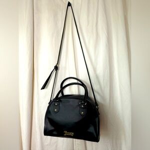 Juicy Couture Black FauxLeather Convertible Crossbody Shoulder Satchel Purse EUC